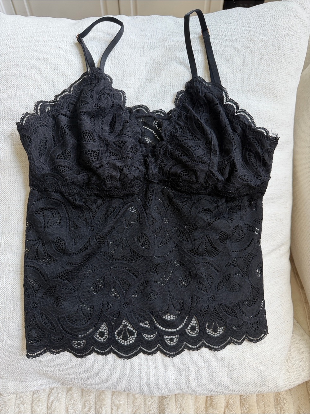 aerie Black Lace Camisole Tank Top